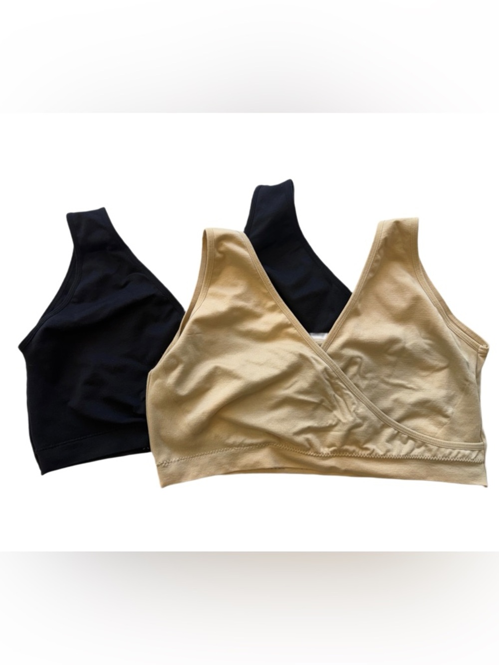 2- Pack Nursing Bra XXL 2X Black & Tan Caramel Cantina Sleep Comfort Bralette